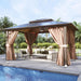 10'X12' Hardtop Gazebo, Aluminum Frame Permanent Pavilion with Curtains and Netting, Outdoor Polycarbonate Gazebo, Double Roof Canopy, for Gardens, Patios, Lawns