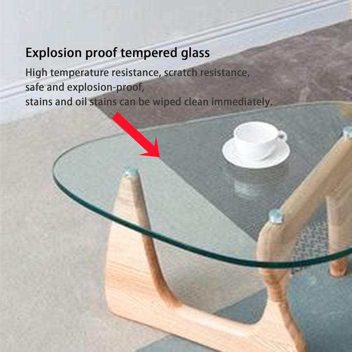 Modern Glass Coffee Table, 32.68W X 22.44L X 15.75H In, Abstract round Tea Tables for Living Room Home Office Industrial Cocktail Tables (Log-Clear Glass, 44.88")