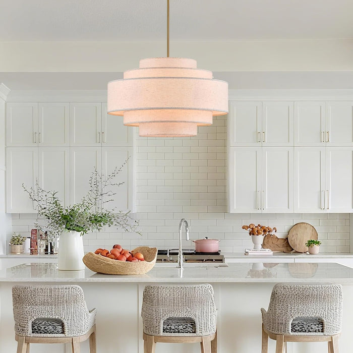 Drum Chandelier 25Inch GoldFinish Dining Room Luminaire