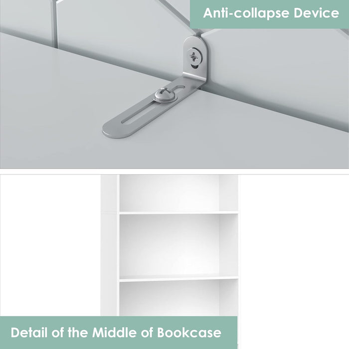 6-Tier Open Bookcase and Bookshelf, Freestanding Display Storage Shelves Tall Bookcase for Bedroom, Living Room and Office, White