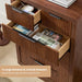 Walnut Dresser with 6 Drawers, 44.4" Tall Modern Chest of Drawers with Thickened Curved Profile Design, Wooden Dresser Organizer for Bedroom, Living Room, Hallway