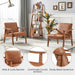 Lux PU Leather Contemporary Accent Chair LightBrown