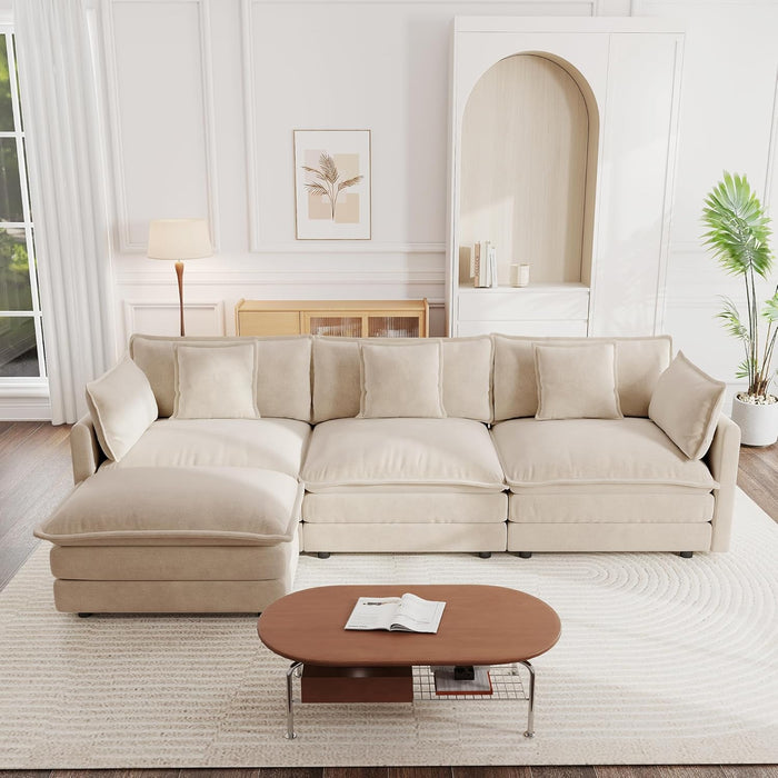 Modular Sectional Sofa 111.5Inch Movable Ottoman Chenille