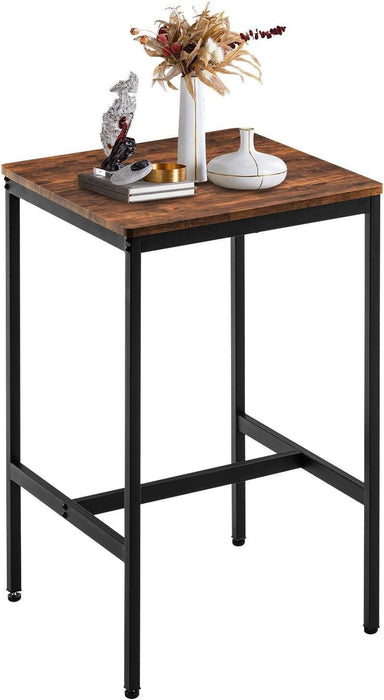 Bar Table, Square Bar Table, Small Kitchen Dining Table, High Top Bar Table, High Cocktail Table for Living Room Parties,Sturdy Metal Frame, 23.6"D X 23.6"W X 40.5"H for Narrow Spaces (Brown)