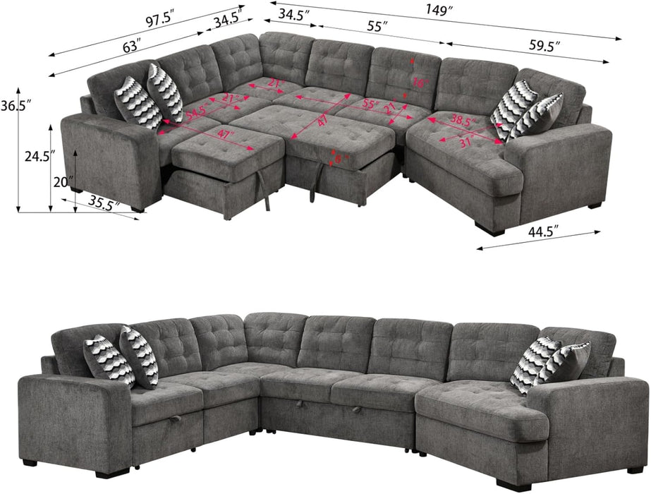 Oversized Sectional Sleeper Sofa with Chaise