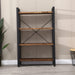 Solid Wood Bookshelf,4 Tier Rustic Vintage Industrial Etagere Bookcase, Open Metal and Wood Vintage Book Shelf, Retro Brown (Realwood)(4-Tier)
