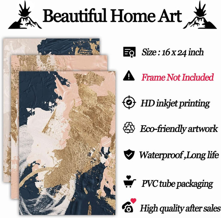 Abstract Canvas Paintings Blue Gold Pink Abstract Wall Art Abstract Pink Oill Painting Pink Blue Gold Abstract Pictures Wall Decor Pink and Blue and Gold Abstract Painting Modern Abstract Art No Frame