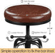 Industrial Bar Stool Vintage Counter Height Stool with round Faux Leather Seat Metal Stool Adjustable Kitchen Stool 21.5-28 Inch Tall Brown, 1PCS