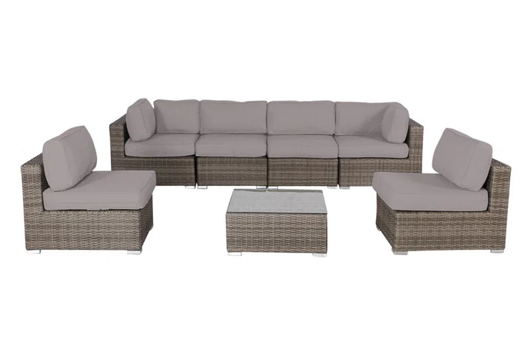 Tonioni Rattan Wicker Fully Assembled 6 - Person Seating Group with Sunbrella Cushions