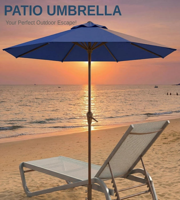 10FT Patio Umbrella, Outdoor Umbrella with Push Button Tilt and Crank, 8 Sturdy Ribs, UV Protection & Waterproof Market Umbrella for Pool, Backyard, Beach,Deck