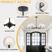 35.82In Black Modern Farmhouse Chandelier with Shades, 6-Light Large Chandelier for Living Room, Dining Room Pendant Light Fixture, Adjustable Traditional Chandelier for Kitchen Bedroom Entryway Foyer