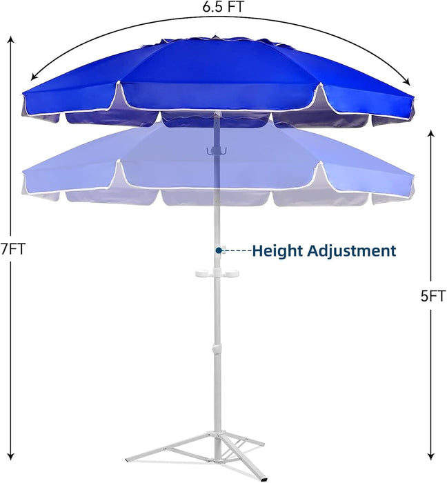 Portable Umbrella with Stand, 6.5Ft Sun Shade Umbrella with Stand, Premium Lightweight Standing Umbrella for Sporting Games, Instant Sun Protection Patio Umbrella, Easy to Carry, Blue