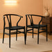 Weave Arm Chair Set of 2 Weave Modern Chair with Y-Shaped Backrest Mid-Century Metal Dining Chair with Solid Metal Frame, (Full Black, Large)
