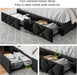 Full Size Bed Frame with 4 Storage Drawers, Upholstered Platform Bed with Charging Station, Wingback Storage Headboard, Wooden Slats Support, No Box Spring Needed, Easy-Assembly, Black