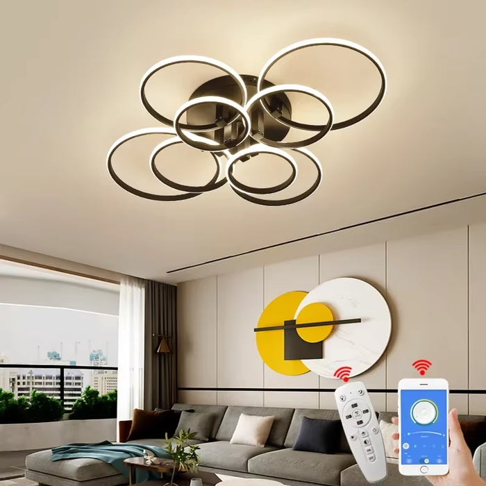 Gleam Circle Rings Modern Chandelier Led Lamp for Living Room Bedroom Study Room Matte Chandelier Fixture Ceiling Lights