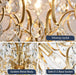 Modern Gold Pendant Chandelier Crystal Raindrop Lighting Ceiling Light Fixture Lamp for Dining Room Bathroom Bedroom Livingroom Entryway 3 E12 Bulbs Required D16 in X H18 In