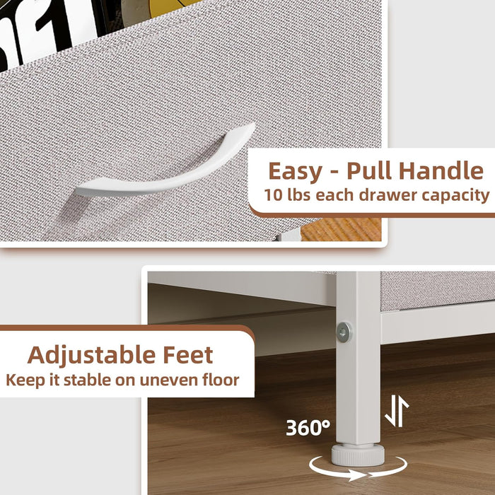Tall Dresser for Bedroom with 5 Drawers, Storage Organizer Chest of Drawers with Removable Fabric Bins for Closet Bedside Living Room Laundry Entryway Hallway, Ash Grey