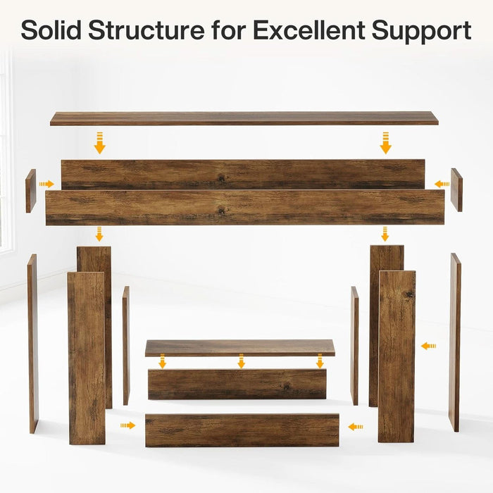 63" Console Table, Farmhouse 2-Tier Entryway Table with U-Shaped Base, Narrow Long Wood Sofa Table behind Couch Table for Living Room, Hallway, Foyer, Vintage Brown