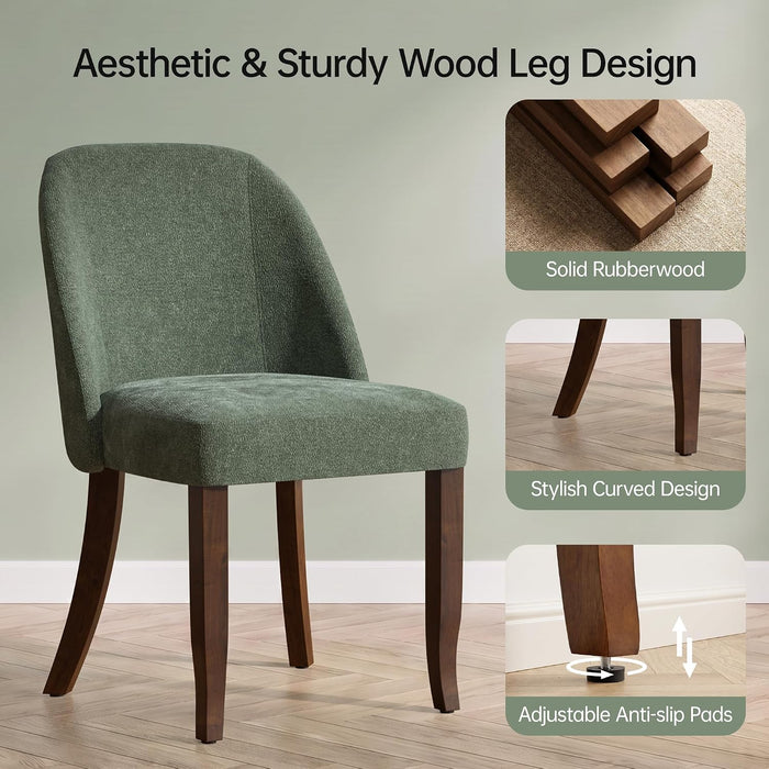 Dining Chairs Set of 4, Upholstered Wooden Kitchen Chairs, Green
