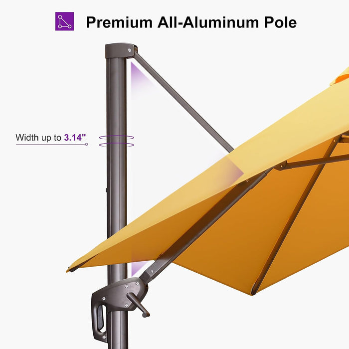 Outdoor Patio Umbrella 9' X 9' All-Aluminum Bronze, Yellow