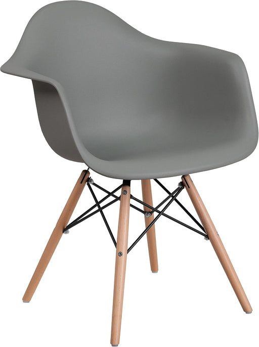 Alonza Series Moss Gray Plastic Chair with Wooden Legs