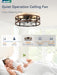 20" Caged Ceiling Fan with Light and Remote, Low Profile Flush Mount Fandelier, Walnut Bladeless Enclosed Small Fan Lights Ceiling Fixtures, Rustic Farmhouse Style for Bedroom, Outdoor