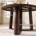 47" round Dining Room Table for 4-6 with Wooden Pedestal, Dark Walnut | Dinner Tables, Triangular Structure Wooden Pedestal Stable Base, Curved Table Edge, Circle Kitchen Tables for Dining Room