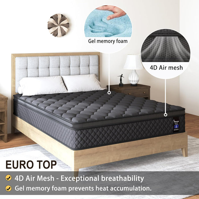 Full Hybrid Mattress, 12 Inch, Medium-Firm, Euro Top