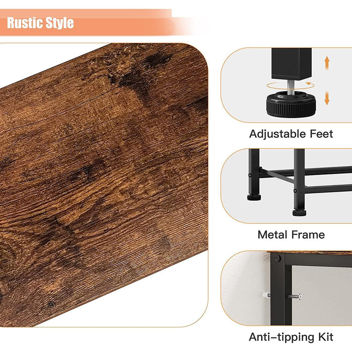 Rustic Brown Wooden Dresser with 7 Drawers and Open Shelves