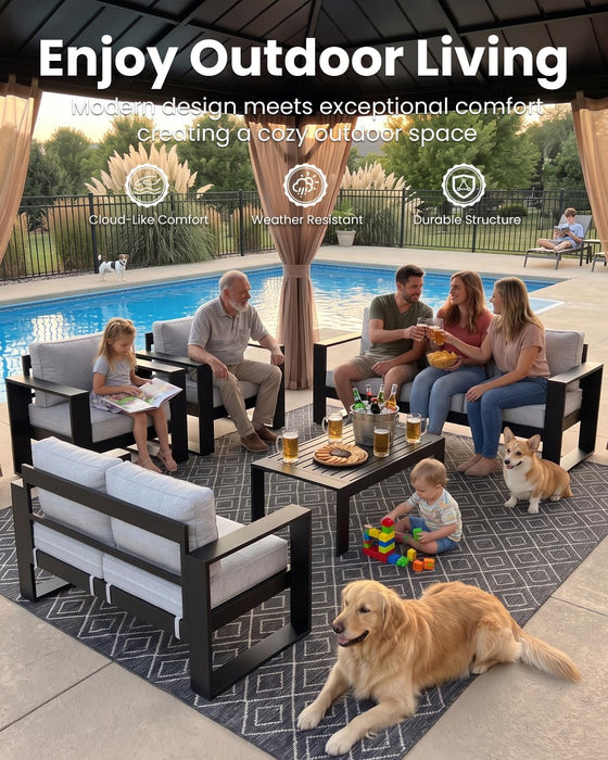5-Piece Outdoor Aluminum Furniture Set with Coffee Table for Patio, Deck