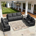 Outdoor Aluminum Furniture Set, 5-Piece Patio Conversation Set, 4 Swivel Chairs and 1 Sofa, All-Weather Metal Frame, 6" Thick Removable Cushions, Deep Setting for Garden, Poolside and Porch