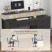 Farmhouse Computer Desk with Drawers, 47" Small Computer Desk with Power Outlets, Home Office Desk with Monitor Stand & 4 Drawers, Writing Study Table, Black