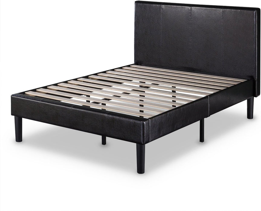 Gerard Faux Leather Upholstered Platform Bed Frame, Mattress Foundation, Wood Slat Support, No Box Spring Needed, Easy Assembly, Full