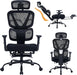 Ergonomic Office Chair with Footrest, 90-160° Reclining Mesh Desk Chair, 3D Armrest & 2D Headrest & Comfortable Lumbar Support, High Back Mesh Computer Chair for Home Office Long Hours, Tilt Lock