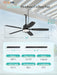 52" Outdoor Ceiling Fan with Lights, IP65 Waterproof Gazebo Fan with 3CCT Remote Control 6-Speeds Reversible DC Motor,Plug in Hanging Ceiling Fan for Patio Porch Pergola(Black)