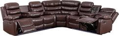Faux Leather Living Room Set Modern Reclining Sectional Sofa with LED Light, USB Chargers, Sound System, 4Cup Holders, Hidden Storage, Brown