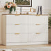 6 Drawer Dresser for Bedroom, 47.2" Wide Modern Chest of Drawers with Curved Profile Design, Large Wood Dresser TV Stand with Metal Handles for Bedroom, Living Room, Hallway, White & Brown