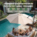 10FT Outdoor Patio Umbrella with Base Included, Heavy-Duty Frame Cantilever Offset Umbrella with 360° Rotation & Infinite Tilt, Uv-Resistant Water-Repellent Shade for Patio, Poolside, Backyard, Beige