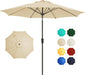 9 FT Patio Umbrella Outdoor Patio Deck Umbrella Beige | Large UPF50+ Fade-Resistant Design, Easy Push-Button Tilt & Crank, Heavy-Duty 8 Sturdy Ribs for Pool Backyard, Deck& Garden