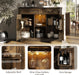 47" Wine Bar Cabinet with LED Light & Power Outlets, 2 Door Coffee Bar Cabinet with 2 Drawers, Sideboard Buffet Cabinet with Storage, Liquor Cabinet for Home Bar, Kitchen Living Room, Walnut Brown