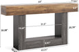 63 Inches Long Console Table, 2-Tier Farmhouse Sofa Table behind Couch, Large Narrow Entryway Table for Living Room, Wooden Hallway Foyer Table with Heavy Duty Base, Rustic Brown and Grey