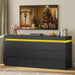 12 Drawer Dresser with LED Light, Black Modern Chest of Drawers for Bedroom,Long Dresser with Drawers for Living Room, Entryway, Hallway