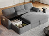  L-Shaped Sleeper Sofa Grey, 86", with Storage