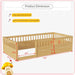 Floor Bed for Kids, Twin Size Montessori Bed with High Fence Railings, Wood Playhouse Bed with Rails for Baby Boys Girls Teens, No Slats Included, Natural