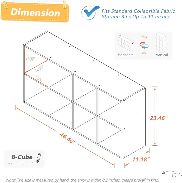 EightCube Organizer Bookcase Stackable Open Shelf Oak