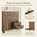 Fluted Lockable File Cabinet Five Drawers WalnutFinish
