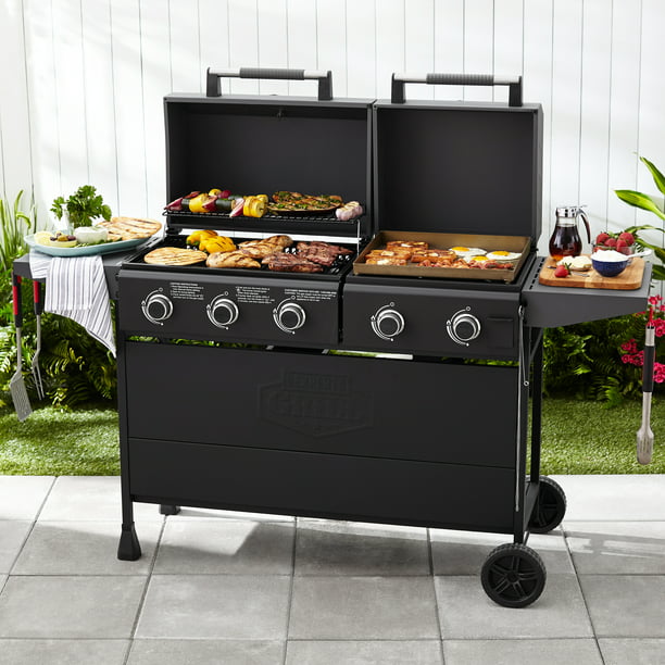 Expert Grill 3 in 1 Dual Fuel Gas and Charcoal 3 Burner Grill with Griddle
