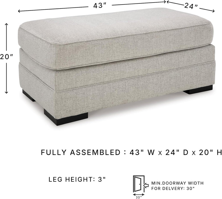 Eastonbridge Casual Upholstered Rectangular Ottoman, Light Gray