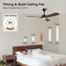 52 Inch Modern Ceiling Fan with Light and Remote & APP Control, ABS Ceiling Fan with 3 Blades and Downrods, Reversible Quiet DC Motor, Farmhouse Ceiling Fan for Bedroom Living Room Patio Porch