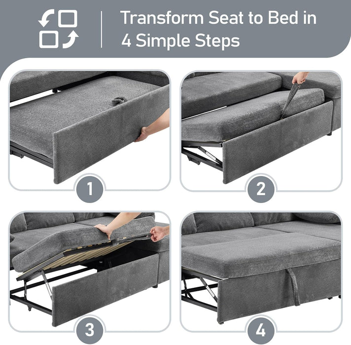 Convertible Sofa Bed With CloudLike Storage Chaise